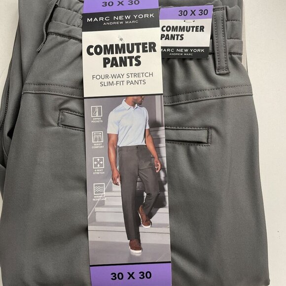 NEW Marc New York Mens 30 Commuter Pants  Andrew Marc Gray Slim-Fit - Picture 8 of 13